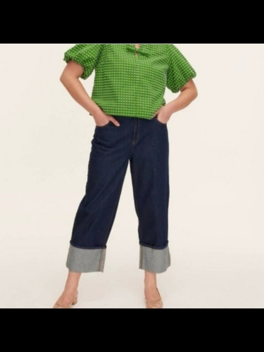 kate spade Medium Wash Wide Cuff Cropped Jeans